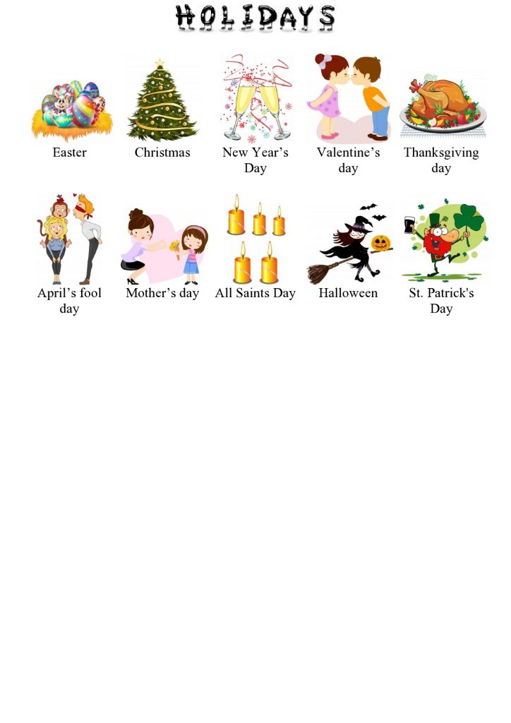 Prazniki v angleščini